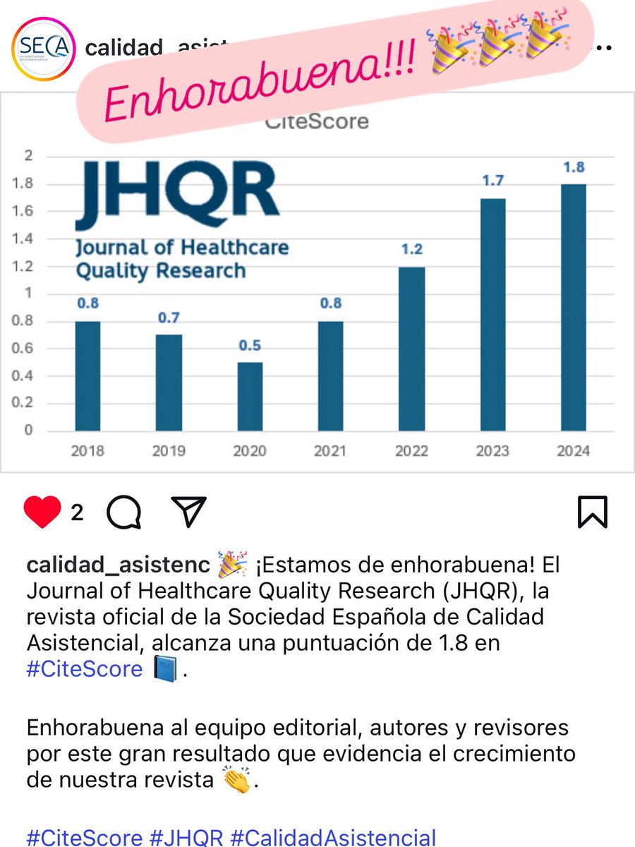 PasQal (@pasqalasturias) on Twitter photo 🔝Enhorabuena a <a href="/JHealthQualityR/">Journal of Healthcare Quality Research</a> ‼️
🔝Enhorabuena a <a href="/CalidadAsistenc/">SECA ~ Sociedad Española de Calidad Asistencial</a> por tener la revista referente en calidad asistencial ‼️
🫶🏻Enhorabuena por apostar por #rigorcientifico #evidenciacientifica #calidadeninvestigación #calidadendivulgacionecientifica
<a href="/angelmones/">angelmones</a> 🔝Enhorabuena a <a href="/JHealthQualityR/">Journal of Healthcare Quality Research</a> ‼️
🔝Enhorabuena a <a href="/CalidadAsistenc/">SECA ~ Sociedad Española de Calidad Asistencial</a> por tener la revista referente en calidad asistencial ‼️
🫶🏻Enhorabuena por apostar por #rigorcientifico #evidenciacientifica #calidadeninvestigación #calidadendivulgacionecientifica
<a href="/angelmones/">angelmones</a>
