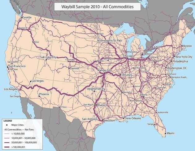 What's more important than public transport? 

Cargo transport. Trains carrying industrial goods, consumer products, farming commodities, sand, raw materials.

America, the car-centric society, has freight trains going everywhere.

We need to build this everywhere and increase