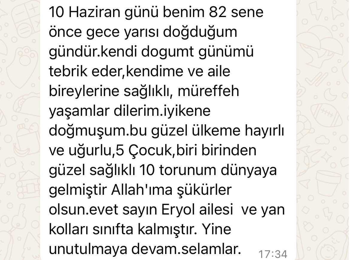 -Dedemin doğum gününde öğleden sonra aile grubuna attığı mesaj 🥹

- Dünya hassas kalpler için cehennem gibidir.