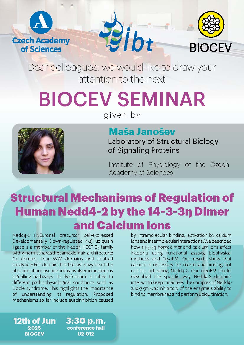 IBT_CAS's tweet image. 𝗕𝗜𝗢𝗖𝗘𝗩 𝘀𝗲𝗺𝗶𝗻𝗮𝗿 𝘀𝗲𝗿𝗶𝗲𝘀
🗓️ June 12
⏰3 p.m. - 4 p.m.
🗺️BIOCEV, Vestec
Don't miss this opportunity and join us!
@BIOCEV_science
@Akademie_ved_CR