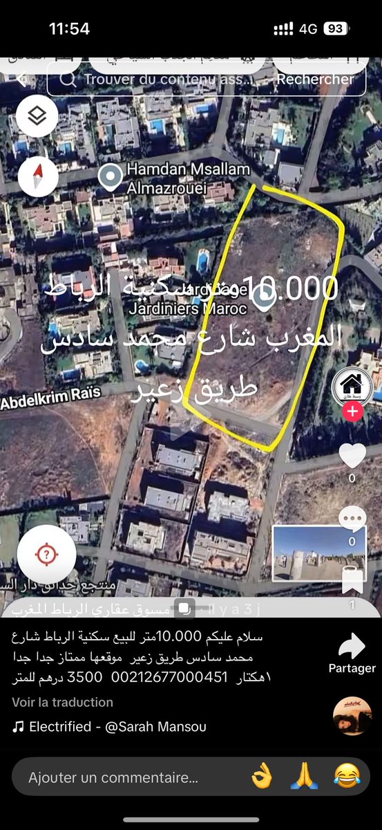 ZAZADSS's tweet photo. سلام عليكم  10.000متر حضرية فلال او قصر قرب من الرباط شارع محمد سادس طريق زعير https://t.co/OwhUCdmgsH?… https://t.co/t8bGw9RshX
