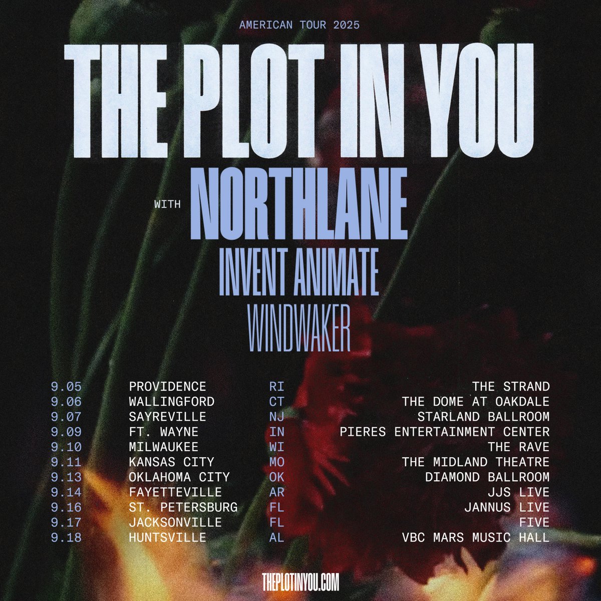 . <a href="/ThePlotInYou/">The Plot In You</a> will take out labelmates <a href="/windwakertweets/">Windwaker</a> on their American headliner this September - tickets are on sale this week, don't miss out - ffm.link/tpiy_tour