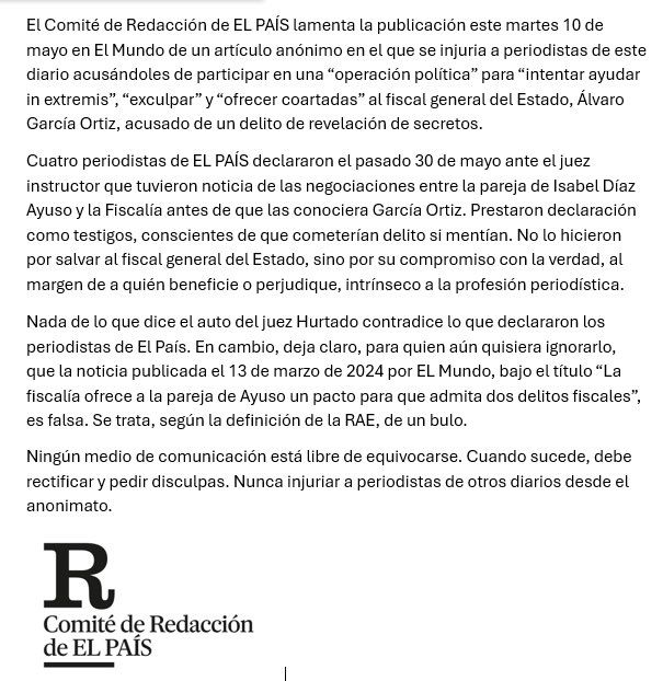 AntonioMaestre's tweet image. Este comunicado del comité de redacción de El País tendría que venir acompañado de otro del comité de redacción de El Mundo poniendo en evidencia a @JqManso y exigiéndole que firme una disculpa pública.