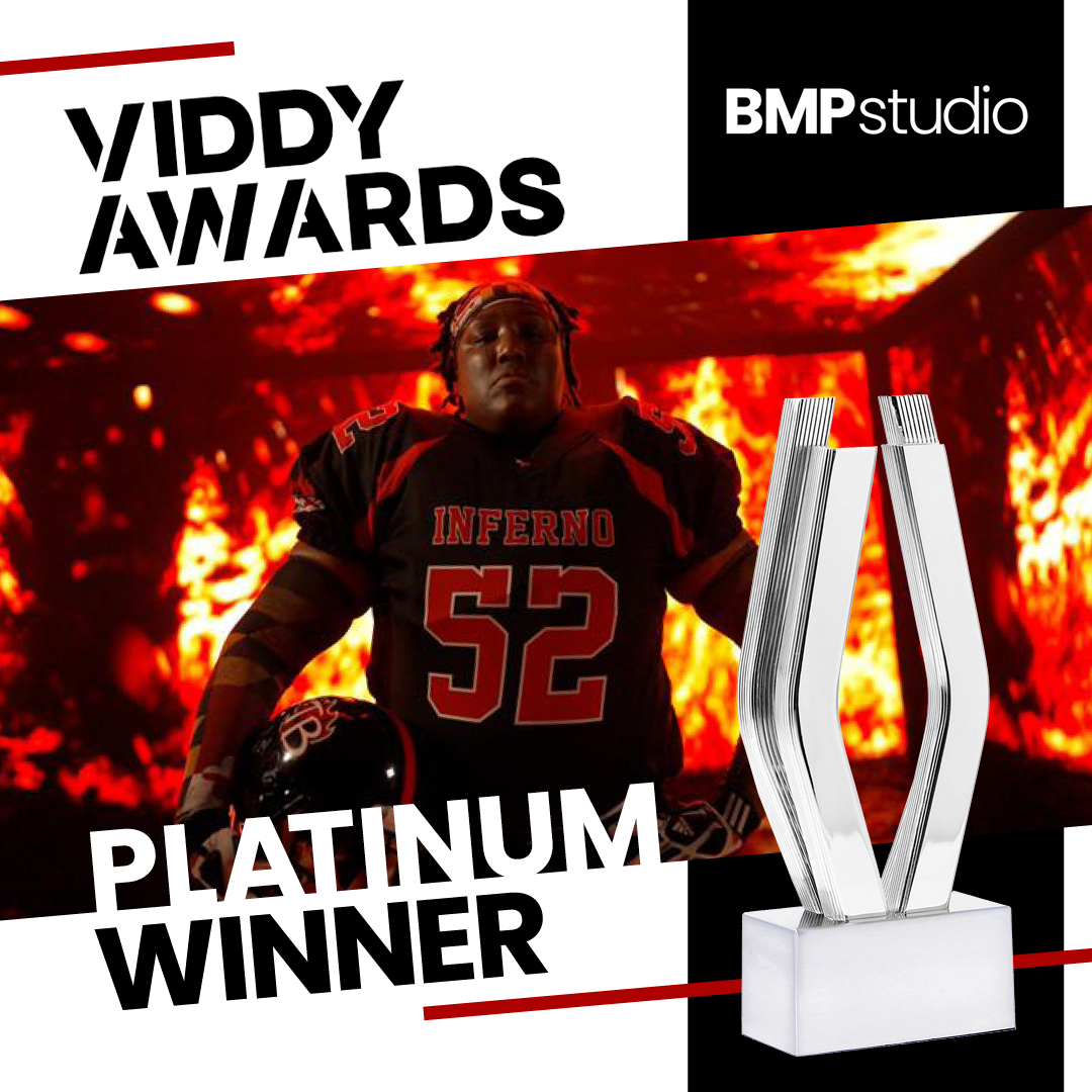 Big wins keep coming! 🏆 Congrats to our video team <a href="/BMP__Studio/">BMP Studio</a> on their Platinum Viddy Award for the Tampa Bay Inferno project! Adding more hardware to that Telly Award! 

#BakeMorePies #BMPStudio #ViddyAwards