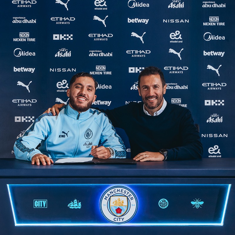 ManCity's tweet photo. We're delighted to announce the signing of Rayan Cherki ✍️🩵
