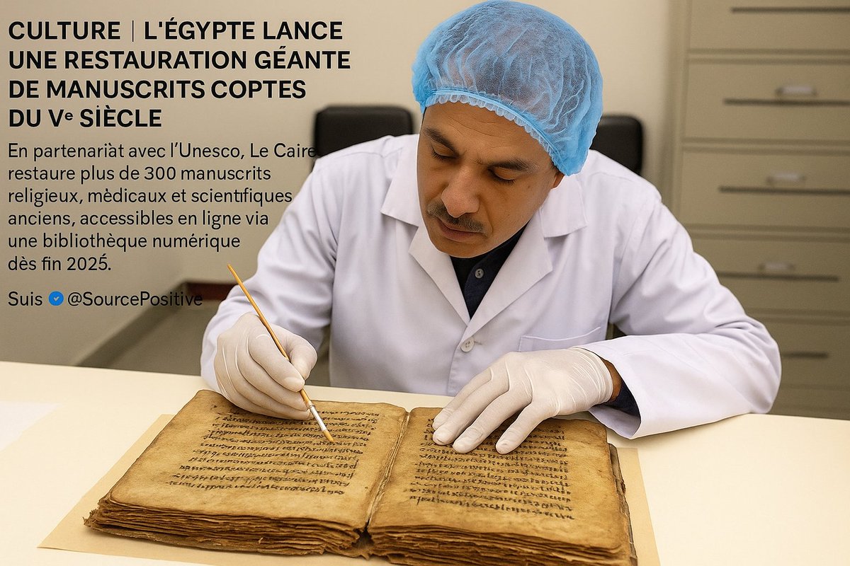 SourcePositive's tweet image. 🎭 CULTURE | L’Égypte lance une restauration géante de manuscrits coptes du Ve siècle.
#CulturePositive #Patrimoine #MémoireCollective #SourcePositive