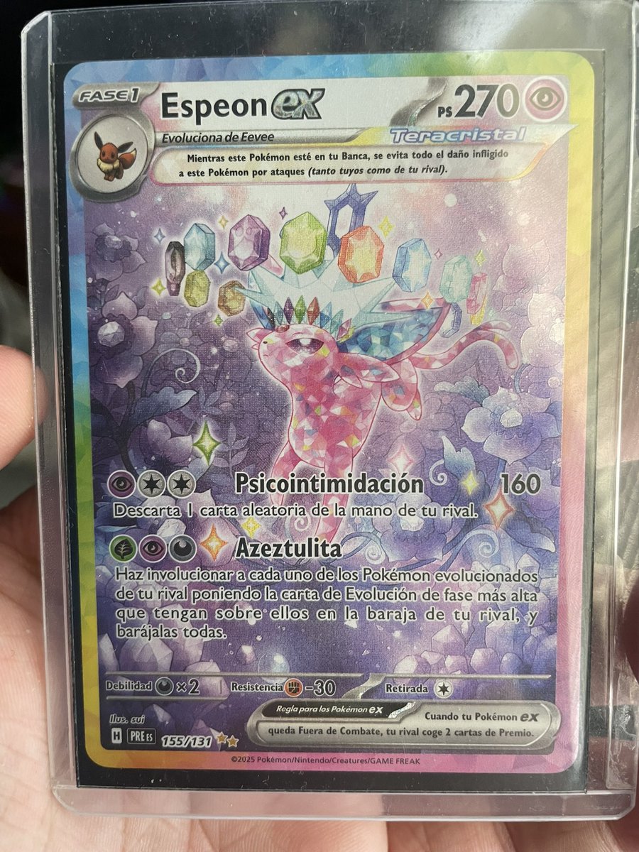 Buenas, estoy buscando vender esta cartita (Prismatic Evolutions 155/131 en Español) si nadie esta interesado la pondré en cardmarket pero antes pregunto por aquí, se agradecen los rts 🫶🏻