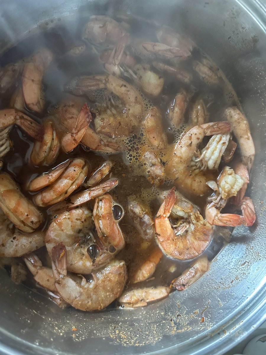 Shrimp in datil pepper seasoning. It's what's for lunch.