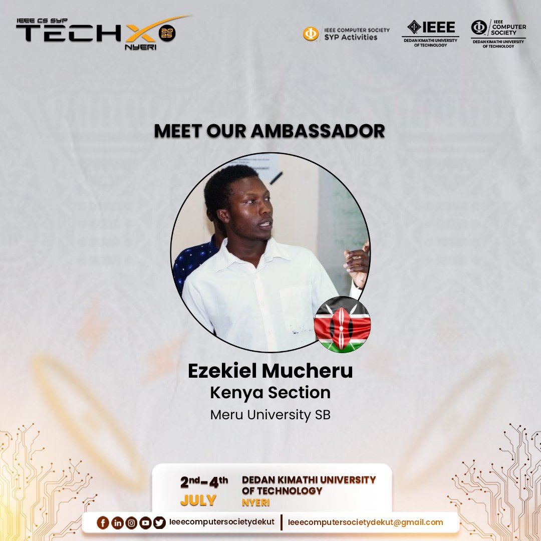 EzzieMucheru's tweet image. Proud to be selected as an ambassador for the upcoming tech nyeri workshop
#cstechx #cssyp #ieeecs #techxnyeri #IEEE PES KENYA