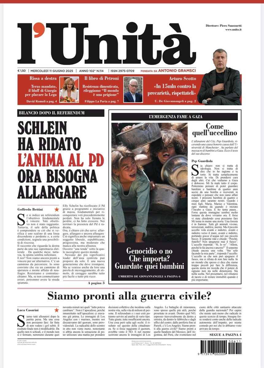 📰 La prima pagina dell’#Unità dell'#11giugno

Abbonati subito: bit.ly/ABBONATI-SUBITO