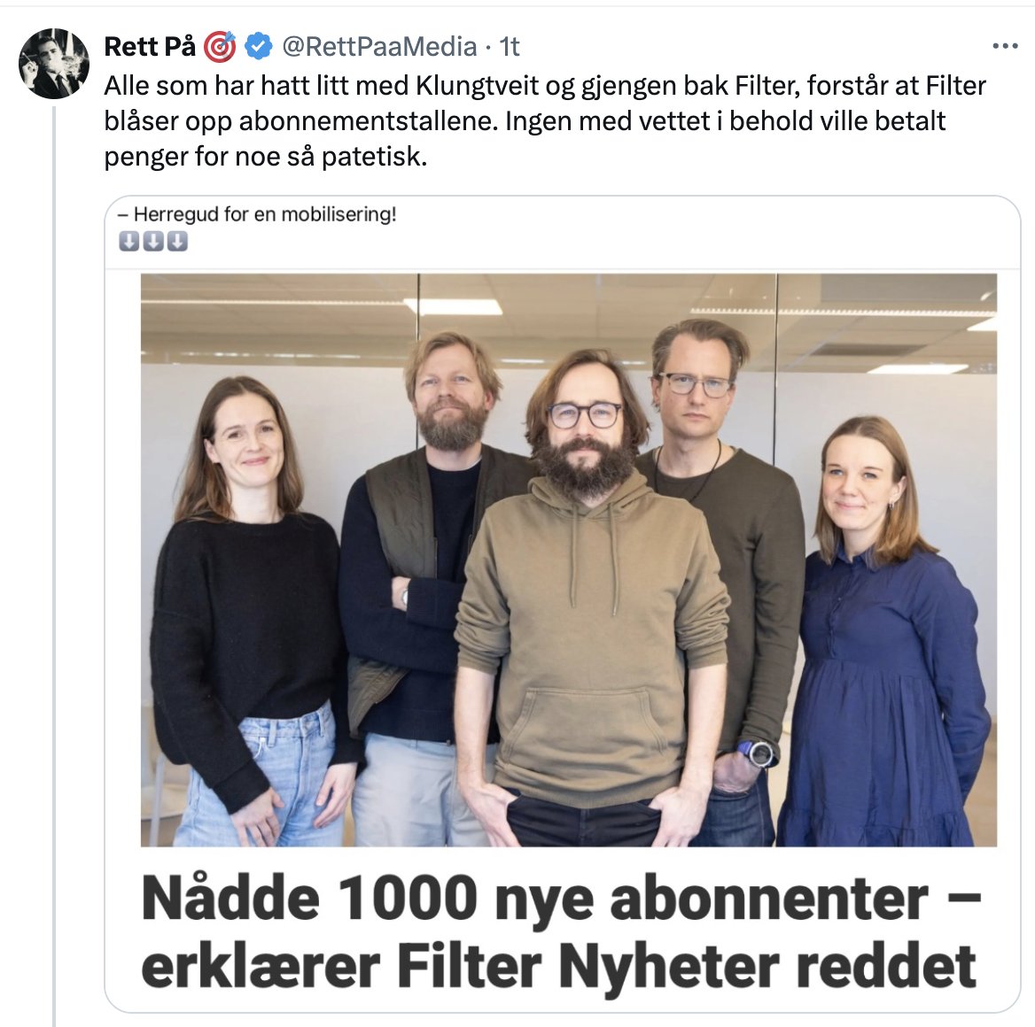 Tosken her er nok abonnent på "brunbloggen" Document, tenker jeg: