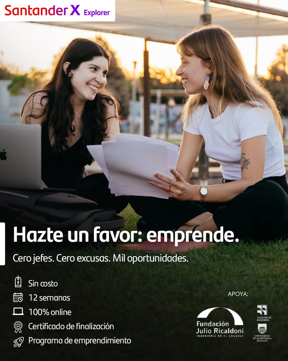 FJR te invita a formar parte de una comunidad internacional de emprendedores a través del programa Santander X Explorer 2025.
📌Inscribite antes del 19 de agosto
ℹ️Conocé más en la nota de nuestra web: 
ricaldoni.org.uy/noticias/851-s…