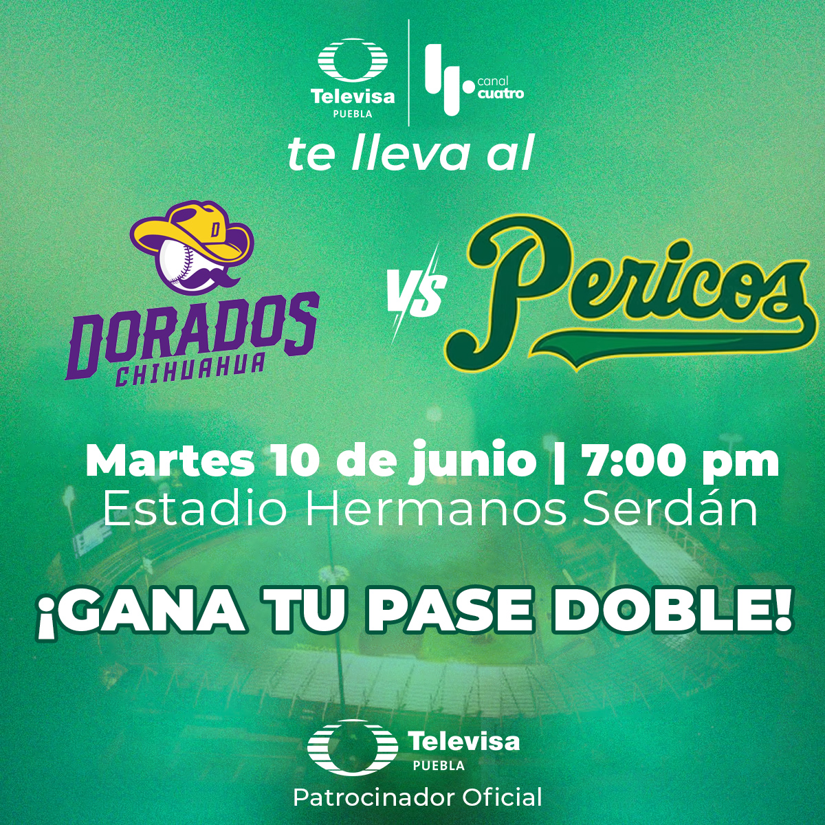 ¡Televisa Puebla te lleva al juego 1 entre Bravos y Pericos! 🔥🎟️⚾️ Síguenos, dale ❤️, RT y dinos con quién asistirás al partido. Tienes hasta las 2:00 pm para participar.