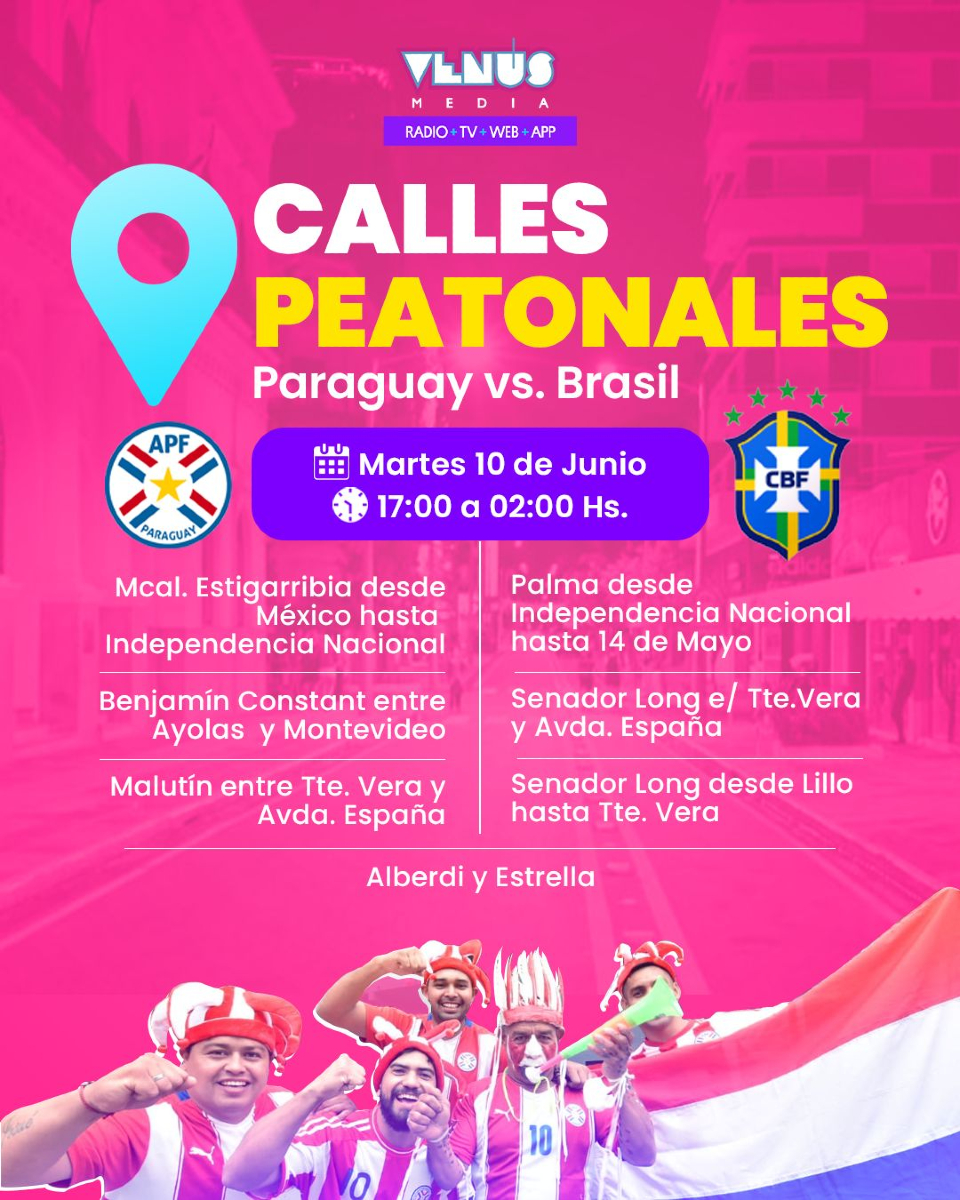 👀 Ojoooo!

👉🏻 Estas son las calles que hoy serán peatonales por Asunción