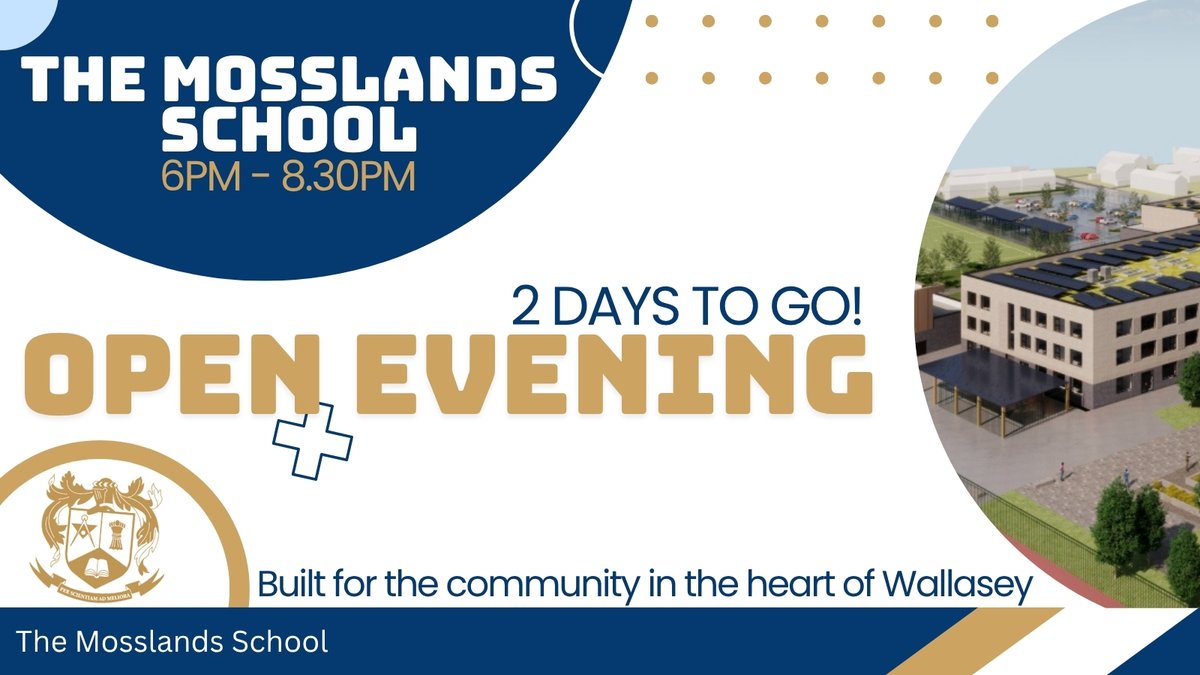 ⏳ ONLY 2 DAYS TO GO! ⏳
Don’t miss our Open Evening:
📅 12th June 2025 | 🕕 6PM - 8:30PM

Discover life at Mosslands – meet staff, explore facilities &amp; find your future here!

We’re ready to welcome you! 👋 #MosslandsOpenDay