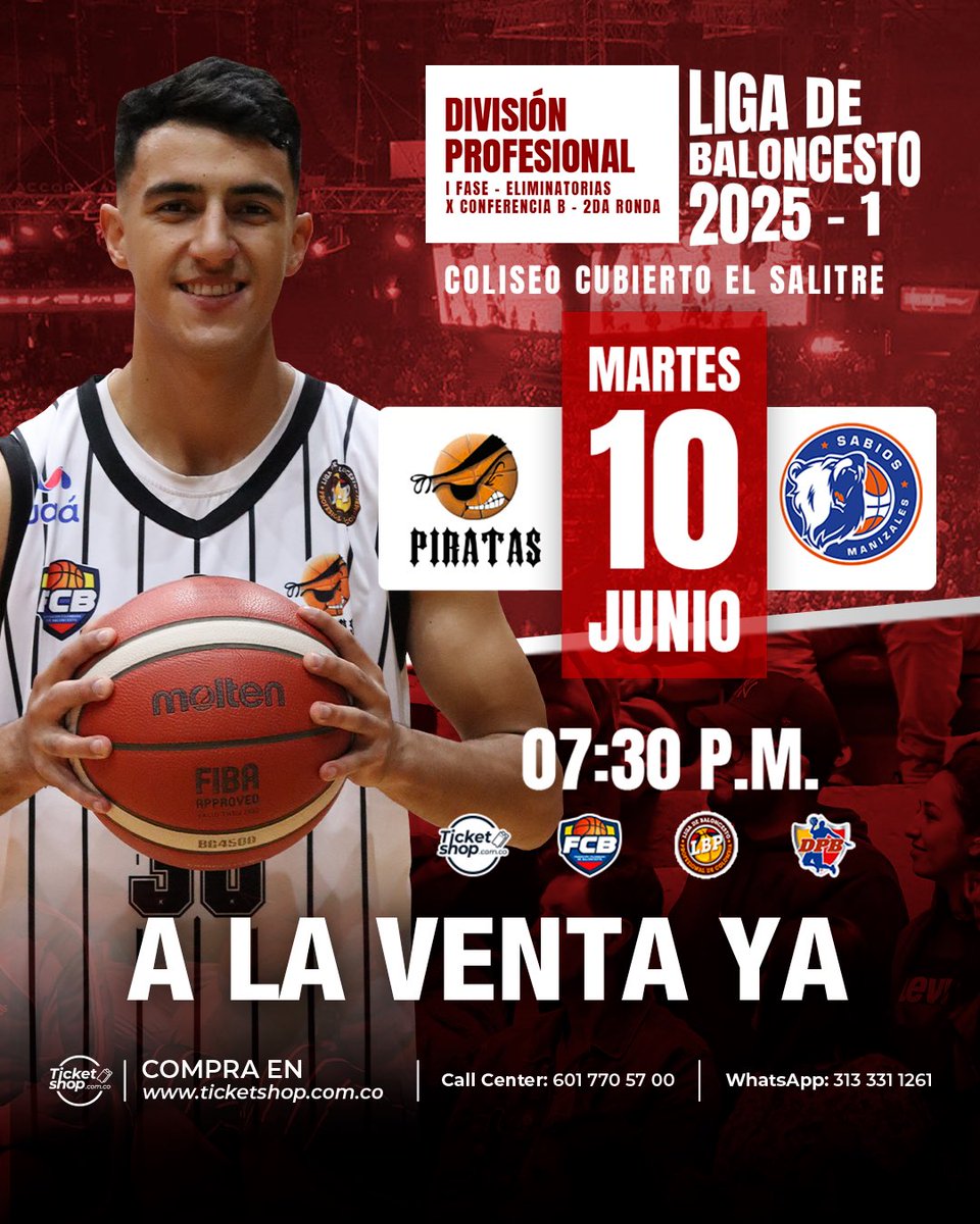 TicketShop (@ticketshopcol) on Twitter photo El primero de dos juegos decisivos que se vivirán en el #fortin <a href="/PiratasBogota/">Piratas Bogotá</a> recibirá a <a href="/Sabiosbc/">Sabios Baloncesto</a> 🏴☠️🏀 Compra en ticketshop.com.co/eventos/pirata… <a href="/PiratasBogota/">Piratas Bogotá</a> <a href="/josetapias1/">Jose Tapias</a> El primero de dos juegos decisivos que se vivirán en el #fortin <a href="/PiratasBogota/">Piratas Bogotá</a> recibirá a <a href="/Sabiosbc/">Sabios Baloncesto</a> 🏴☠️🏀 Compra en ticketshop.com.co/eventos/pirata… <a href="/PiratasBogota/">Piratas Bogotá</a> <a href="/josetapias1/">Jose Tapias</a>
