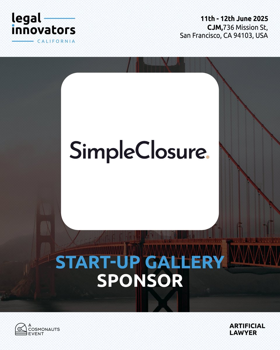 SimpleClosure (@simple_closure) on Twitter photo We're heading to Legal Innovators California from June 11-12!
Stop by the startup gallery tomorrow to meet our team + don't miss hearing Noah Small's talk on how legal professionals can support their clients in dissolving their entities.
Register here: legalinnovatorscalifornia.com/event-details/⦠We're heading to Legal Innovators California from June 11-12!
Stop by the startup gallery tomorrow to meet our team + don't miss hearing Noah Small's talk on how legal professionals can support their clients in dissolving their entities.
Register here: legalinnovatorscalifornia.com/event-details/ā¦