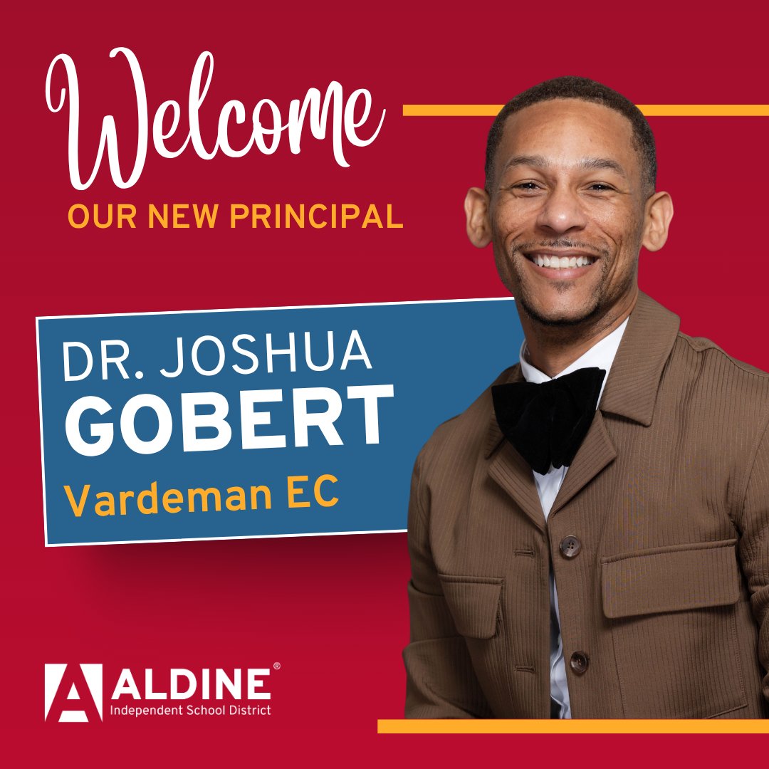 🎉 Big news, Aldine! 🎉

Please join us in congratulating Dr. Joshua Gobert as he steps into his new role as Principal of Vardeman Primary!

Dr. Gobert brings passion, purpose, and a heart for students — and we’re excited to see the incredible impact he’ll make at Vardeman!