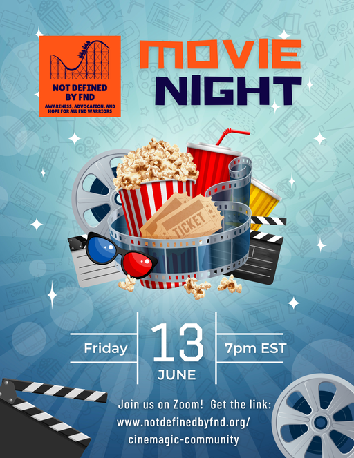 CINEMAGIC &amp; COMMUNITY – MOVIE NIGHT! 

Join us for a fun-filled virtual movie night. This month, we're watching Napoleon Dynamite! 

        Everyone is welcome! 
📅 Friday, June 13
🕖 7 PM EST
📍 On Zoom

🎟️ RSVP &amp; get the Zoom link here:
👉 notdefinedbyfnd.org/cinemagic-comm…