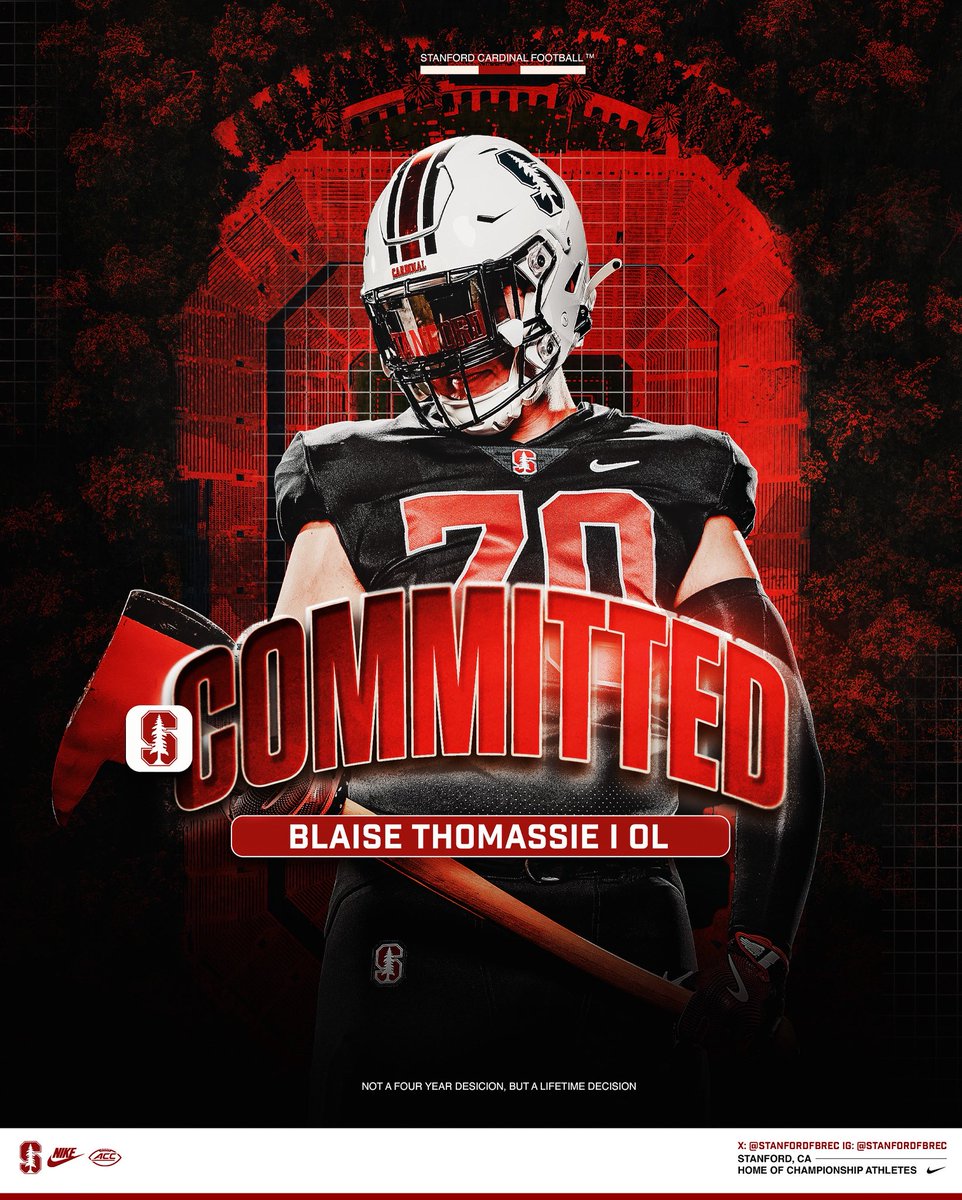 First, I want to thank God for this opportunity. I’m grateful for my family, coaches, teammates, school and teachers for supporting me on and off the field.

With that said, I’m excited to announce my plans to further my Academic and Athletic Career at Stanford 🔴⚪️ 100%