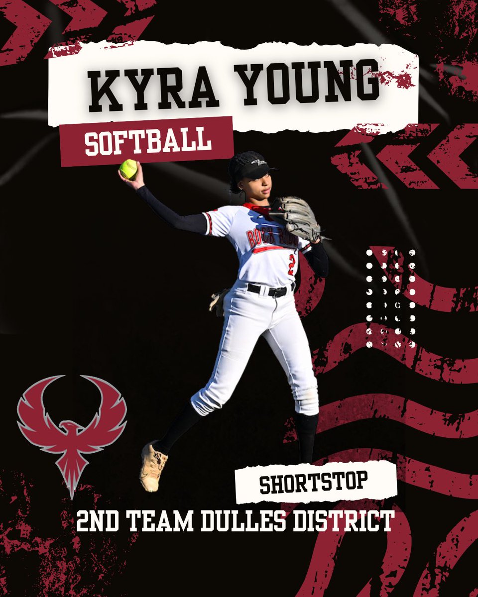 Congratulations to Junior Kyra Young for making 2nd team as Shortstop for the Dulles District for Softball!🔥🥎We are so proud!🥎🔥