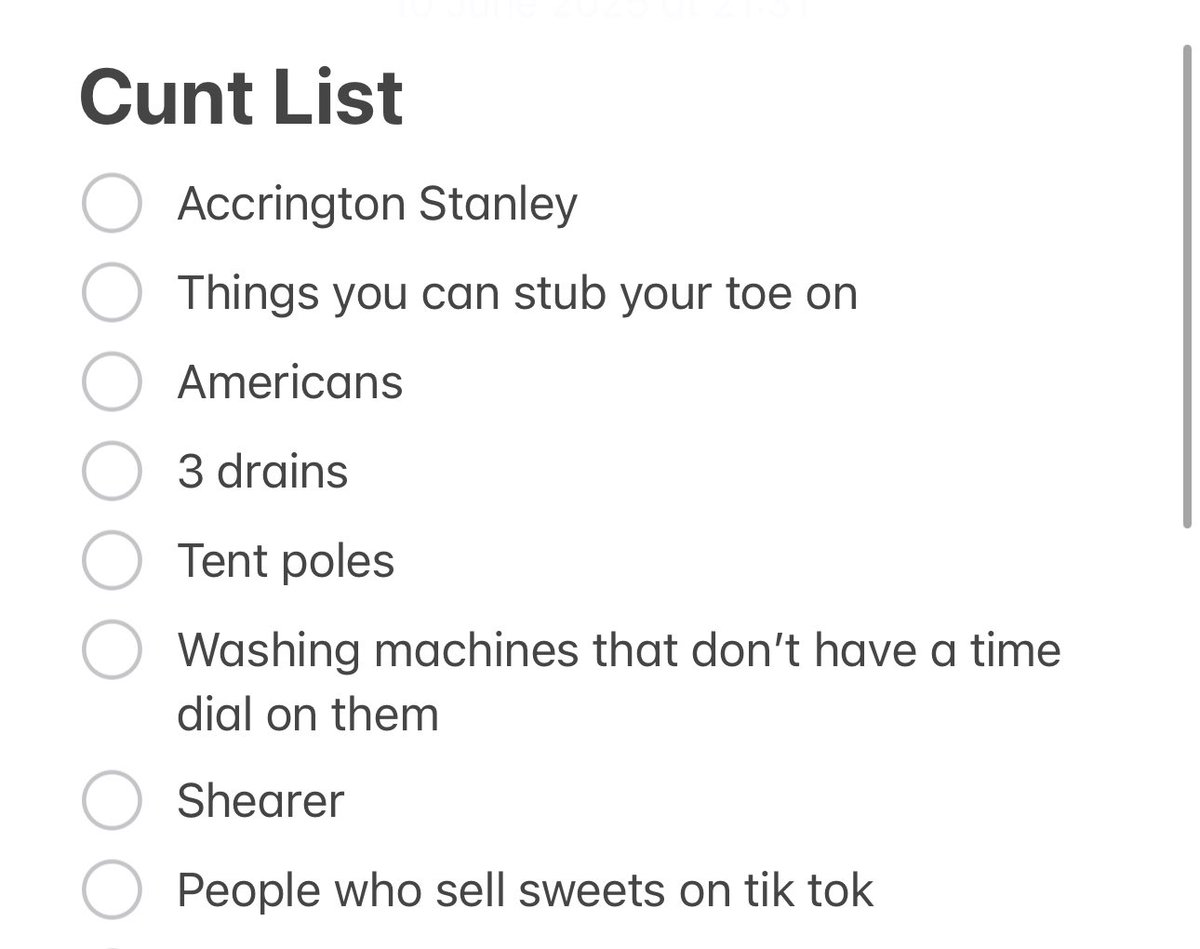 ethncrsn's tweet photo. Taking new suggestions for the #CuntList https://t.co/zD39Fmdeo4
