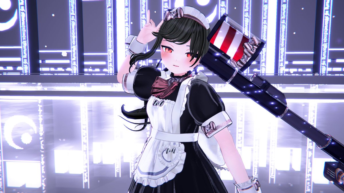 おはようございます

最近某ワールドでうちの子に掃除機を振り回させて遊んでます
メイドさんの武器はお掃除用具ですね
#myMewGear3D