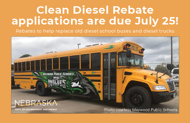 NDEE is accepting applications for the 2024 Clean Diesel Rebate program! Applications are due Friday, July 25, 2025, for rebates to replace old diesel school buses and diesel trucks with newer, cleaner-burning models. More: dee.nebraska.gov/aid/air-loans-…