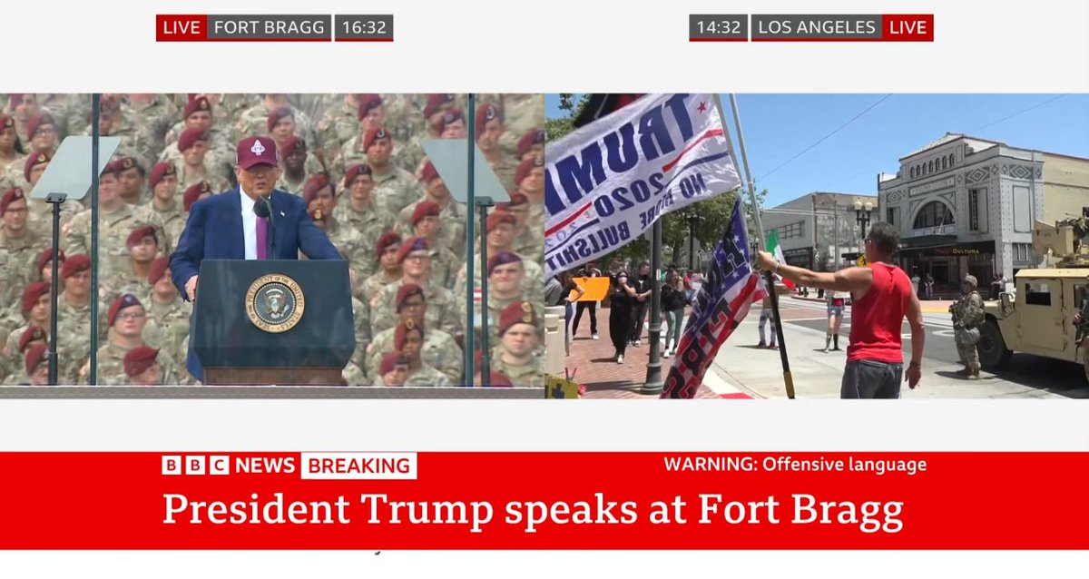BBC has an offensive language warning during Trump’s speech 😆