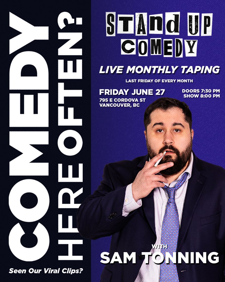 ComedyHereOften (@comedyhereoften) on Twitter photo Our Live Monthly Taping, June 27th w/ headliner <a href="/SamTonning/">Sam “Cussing Teddy Bear” Tonning</a> fresh off releasing his "Dirty Jokes & More" Comedy Special on YouTube🎤
Feat. Darcy Boon Collins, Kwasi Thomas, Bita Joudaki, Colleen Thompson, Jacob Balshin & Adam Susser!
2-for-1 Tickets🎟️: eventbrite.ca/e/comedy-here-… Our Live Monthly Taping, June 27th w/ headliner <a href="/SamTonning/">Sam “Cussing Teddy Bear” Tonning</a> fresh off releasing his "Dirty Jokes & More" Comedy Special on YouTube🎤
Feat. Darcy Boon Collins, Kwasi Thomas, Bita Joudaki, Colleen Thompson, Jacob Balshin & Adam Susser!
2-for-1 Tickets🎟️: eventbrite.ca/e/comedy-here-…