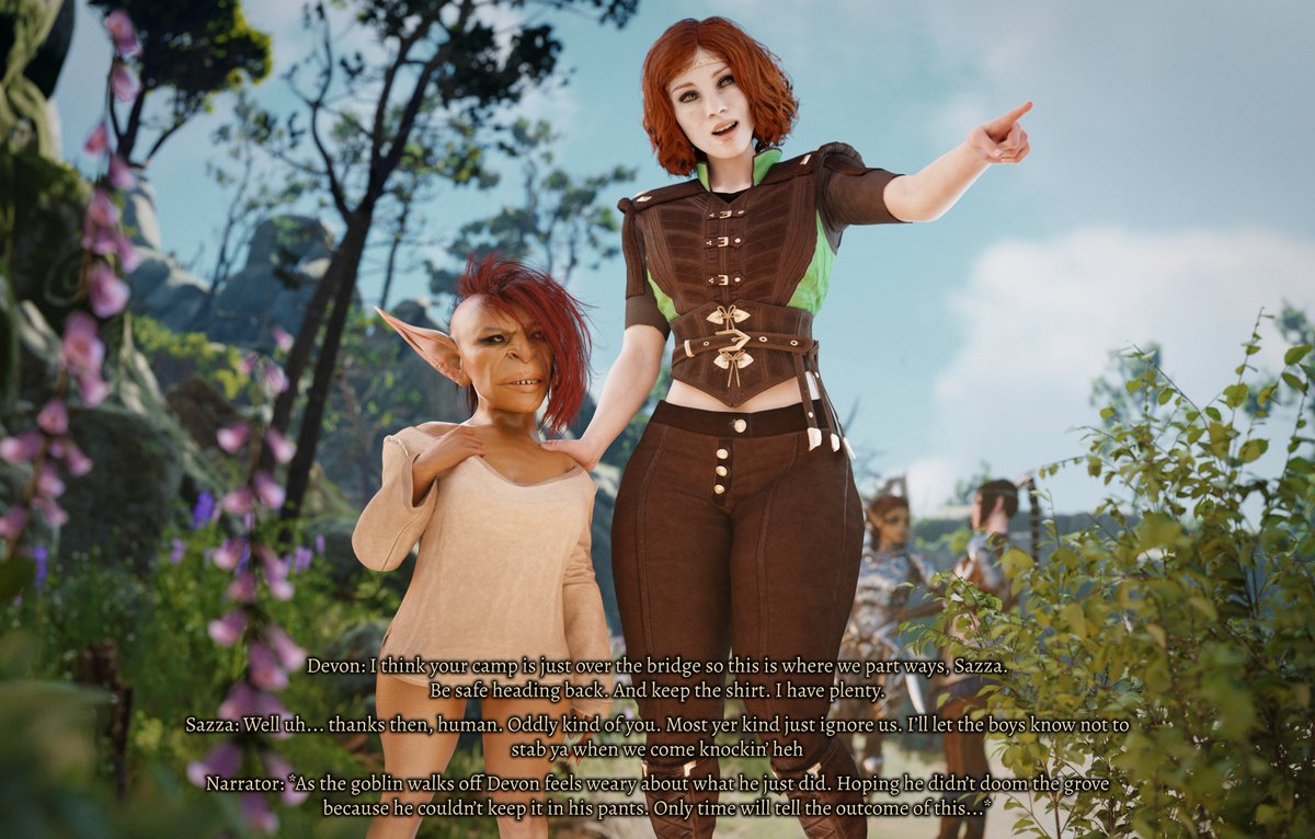 Dinoboy5551's tweet photo. Baldur's Gate 3 ~ "Bargain with a Goblin"
• Sazza offers up a deal for her freedom... but is Devon really dull enough to take it?

• Part 2/2 https://t.co/giyaYgrM8V