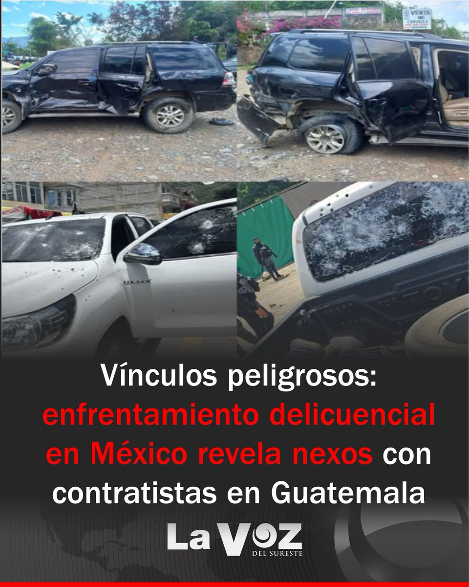 lavozdelsurest's tweet photo. Tras un tiroteo en La Mesilla que dejó 4 muertos, hallan vehículo de contratista de Chiquimula. Fiscalía de Chiapas incauta armas y autos; temen nexos entre funcionarios y crimen organizado. https://t.co/sXRIsJsleg