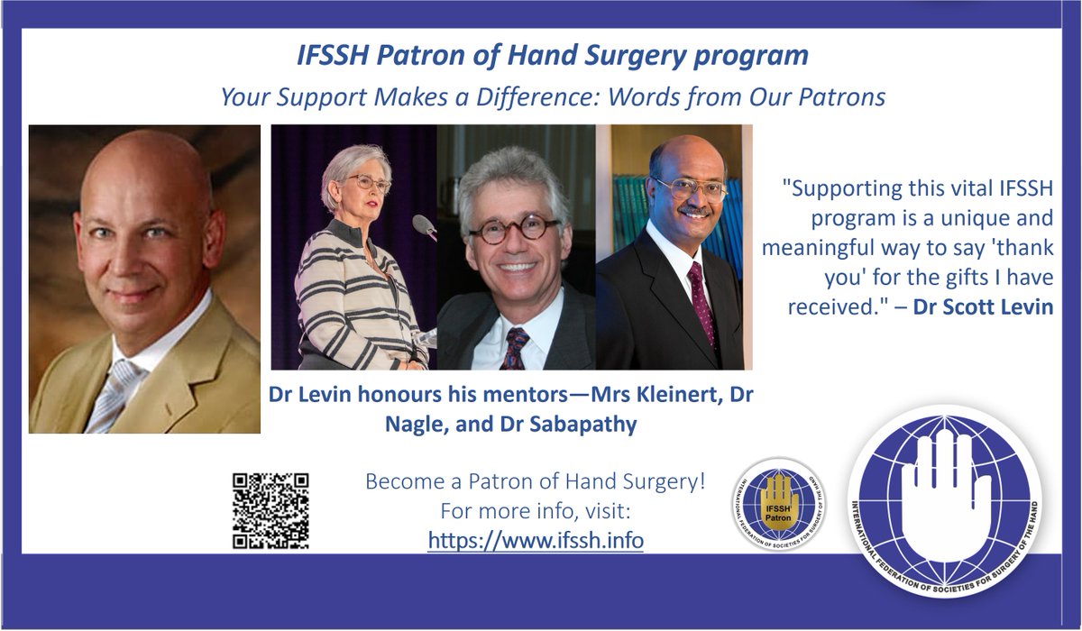 IFSSHand's tweet image. "Paying it forward". Dr Scott Levin reflects on the lifelong impact of his time in Louisville and shares why he chose to support the IFSSH Patron Program — celebrating legacy and investing in the global future of hand surgery. Donate now: ifssh.info/hand_surgery_d…! #HandSurgery