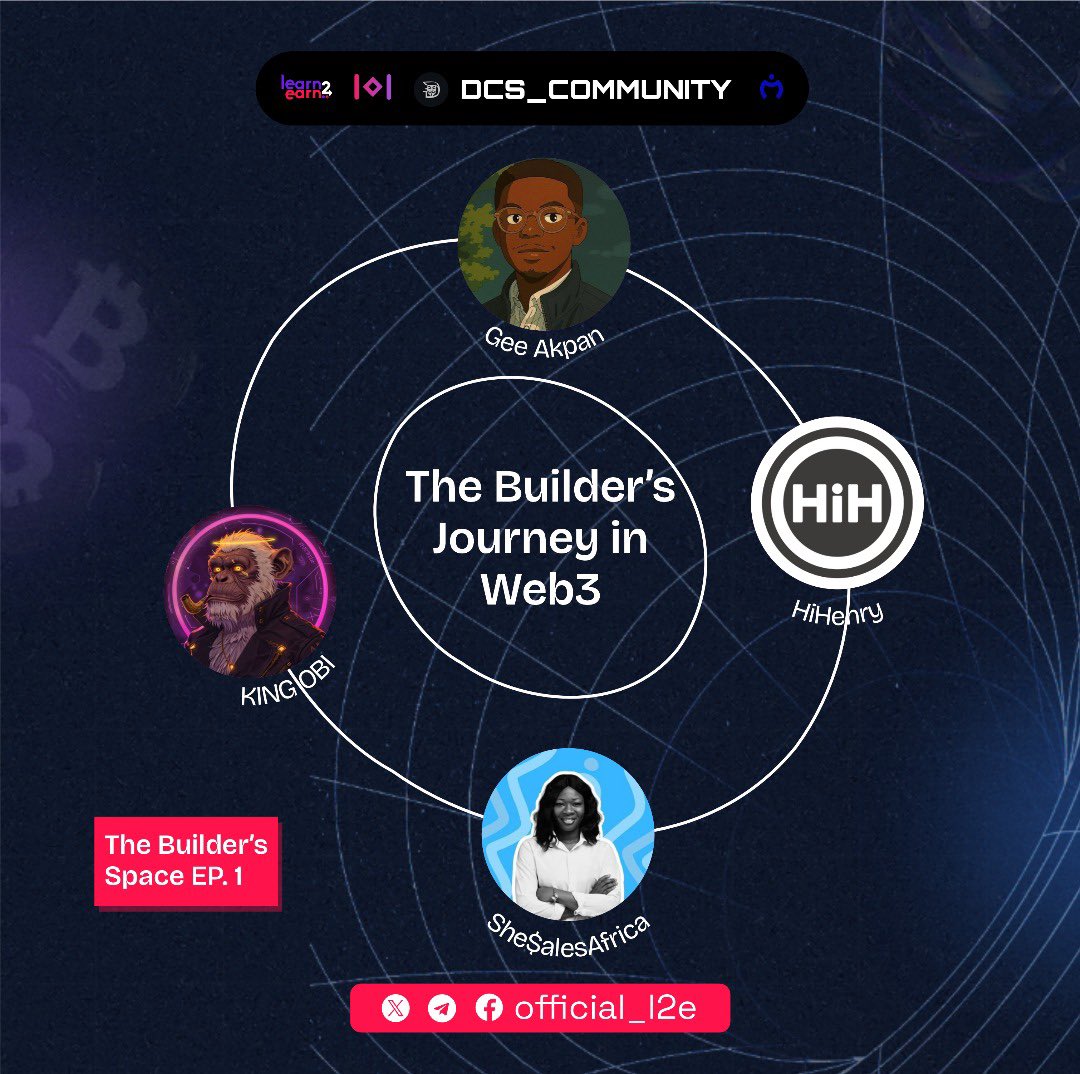 DCS 🎭x Learn2Earn🏗 will be hosting an exclusive Builders Space for Web3 innovators!

Join us as we dive deep into ideas, growth, and real opportunities in our first episode tonight🎭

Builders, devs, and founders — this is your call! 🛠️