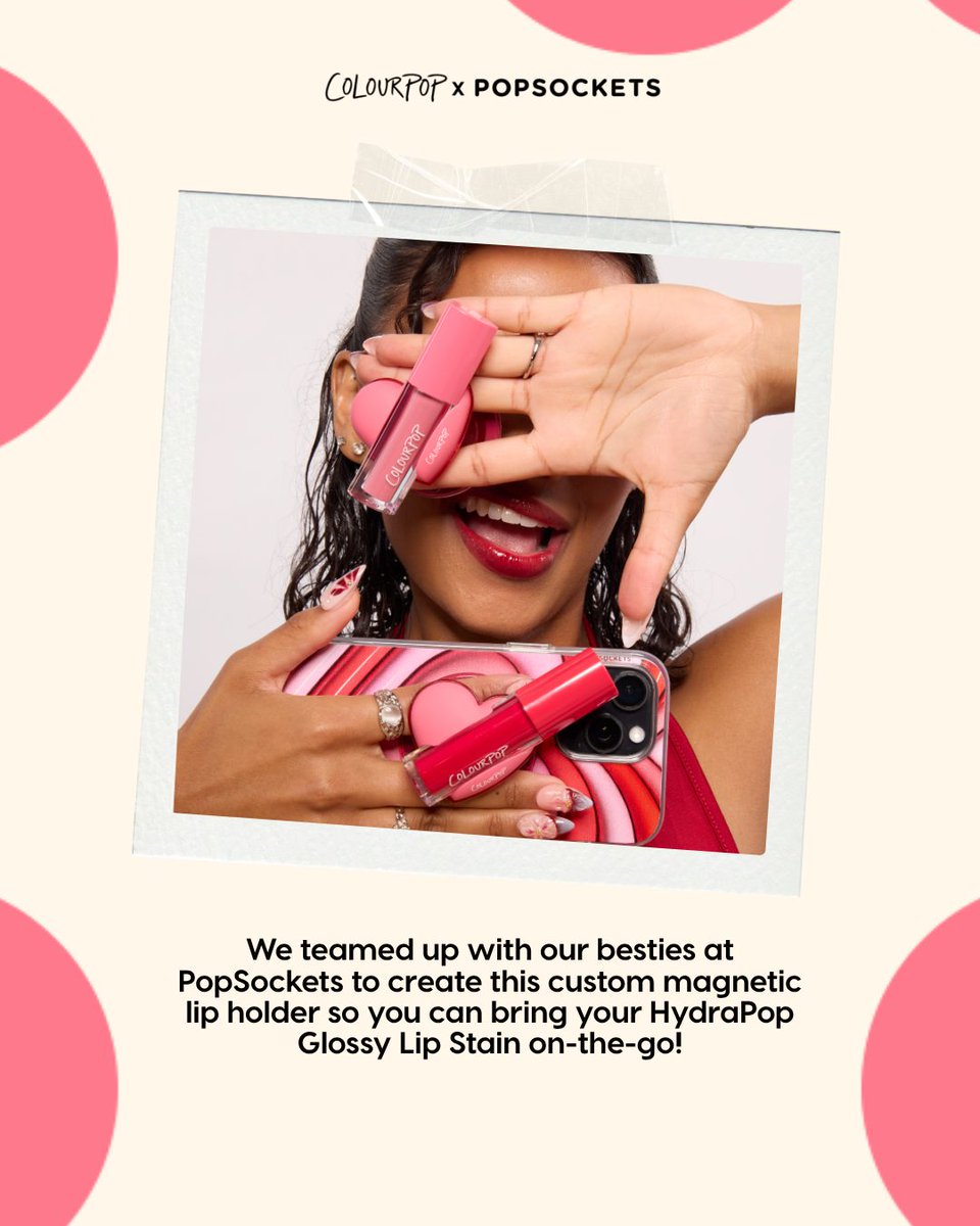 ColourPopCo's tweet photo. We keep our ColourPopSockets Grip on us at all times. Nothing says gloss-on-the-go like taking your HydraPOP Glossy Lip Stain with you anywhere! 💕🏃‍♀️💨 https://t.co/fDG0bvIAHA