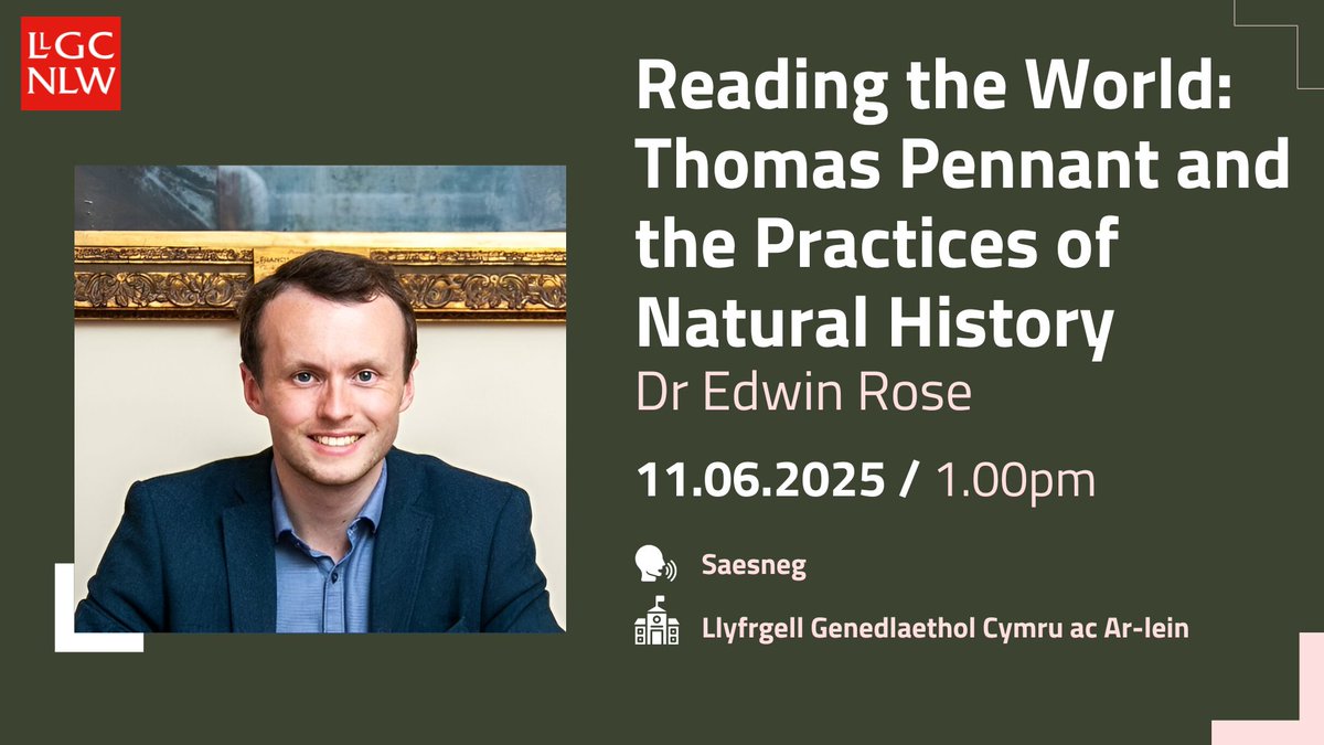 Reading the World: Thomas Pennant and the Practices of Natural History 

Ymunwch â Dr @edwinrose3 yfory wrth iddo drafod casgliad Thomas Pennant – un o’r sŵolegwyr Prydeinig mwyaf awyddocaol y 18fed ganrif. 

📎 llyfrgell.cymru/digwyddiadau