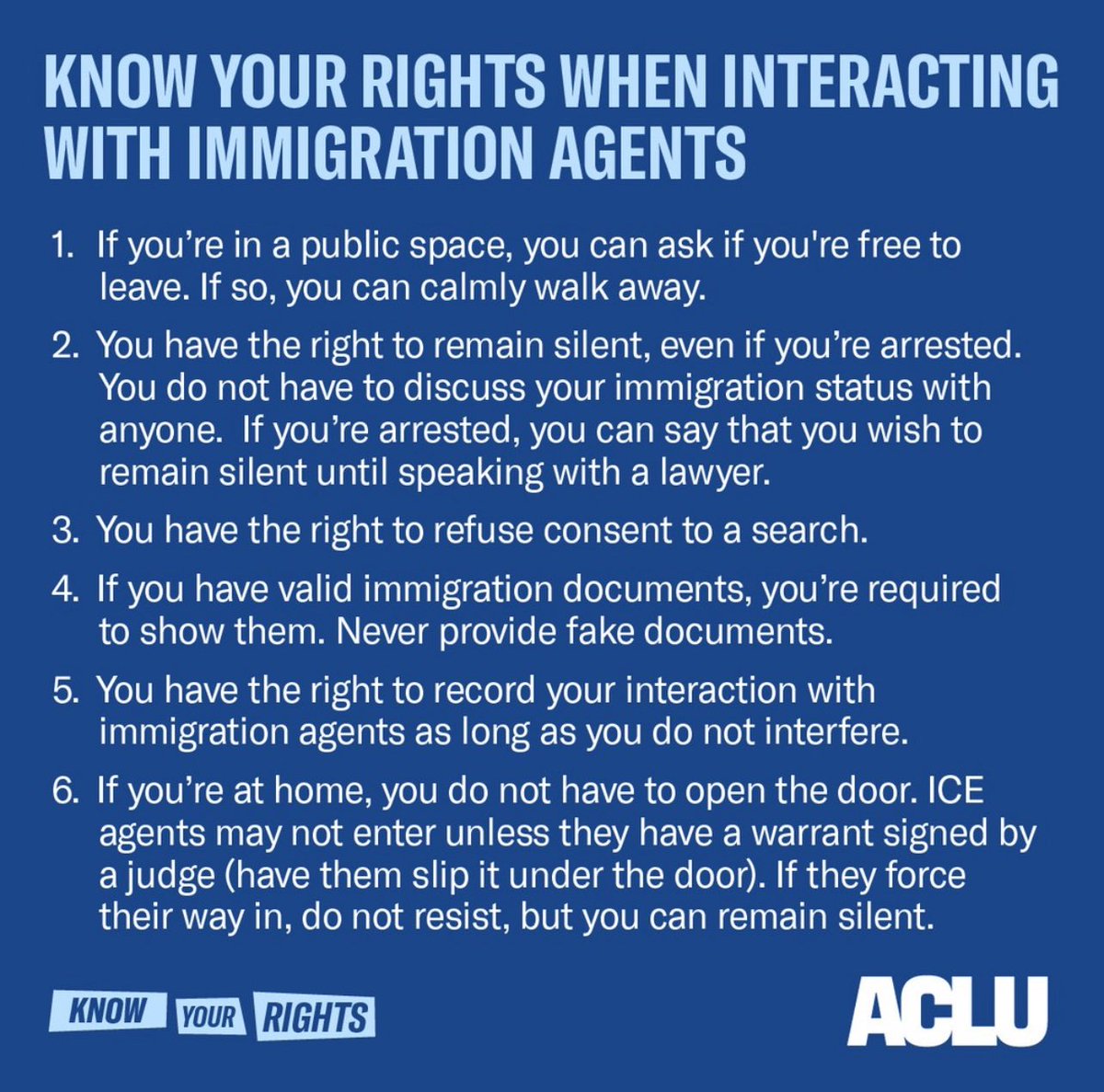 FunCoolChickie's tweet image. #KnowYour #ProtestRights #ImmigrationRights #ACLU