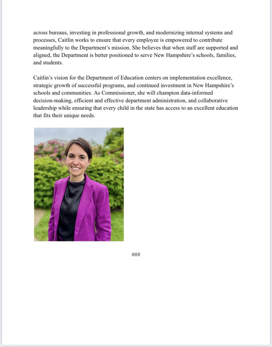 AdamSextonWMUR's tweet image. More big news in education today: Gov. @KellyAyotte to nominate Caitlin Davis from within NH DoE to be the next Commissioner of Education #NHPolitics #WMUR