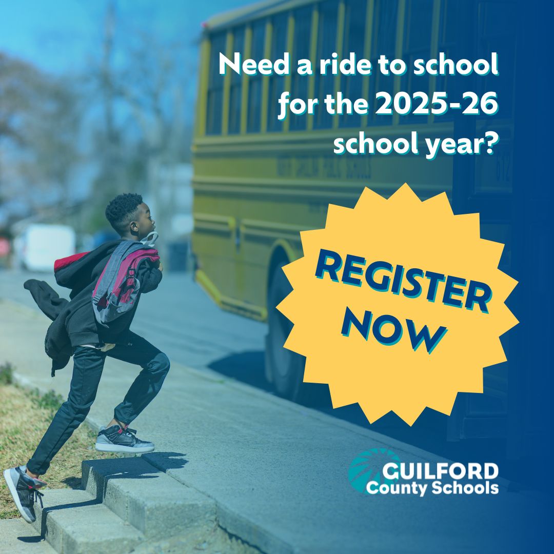 #GCSUpdates | Don't miss your ride to school for the 2025-26 school year!🚍🛑

Deadline to register for transportation is Friday, June 13! For any questions, visit gcsnc.com/families/trans….