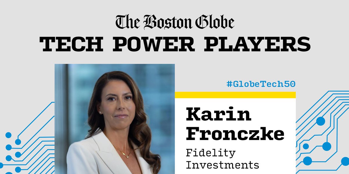 Congrats to Karin Fronczke, Fidelity's global head of Private Equity Investments, who has been named to the @bostonglobe’s 2025 Tech Power Players 50, its annual ranking of the most influential people in the New England tech &amp; business scene: Globe.com/tech50  #GlobeTech50