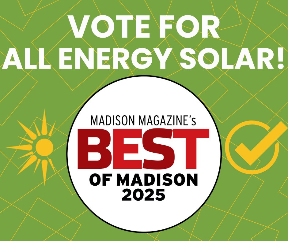 We are going for gold in Madison's Best! Follow these steps to vote! 🥇✔️
1. Click the link below.
hubs.la/Q03rvW7N0
2. Scroll down to explore the categories and click on "Home &amp; Auto."
3. Keep scrolling until you find "Solar Energy Company," and vote "All Energy Solar."