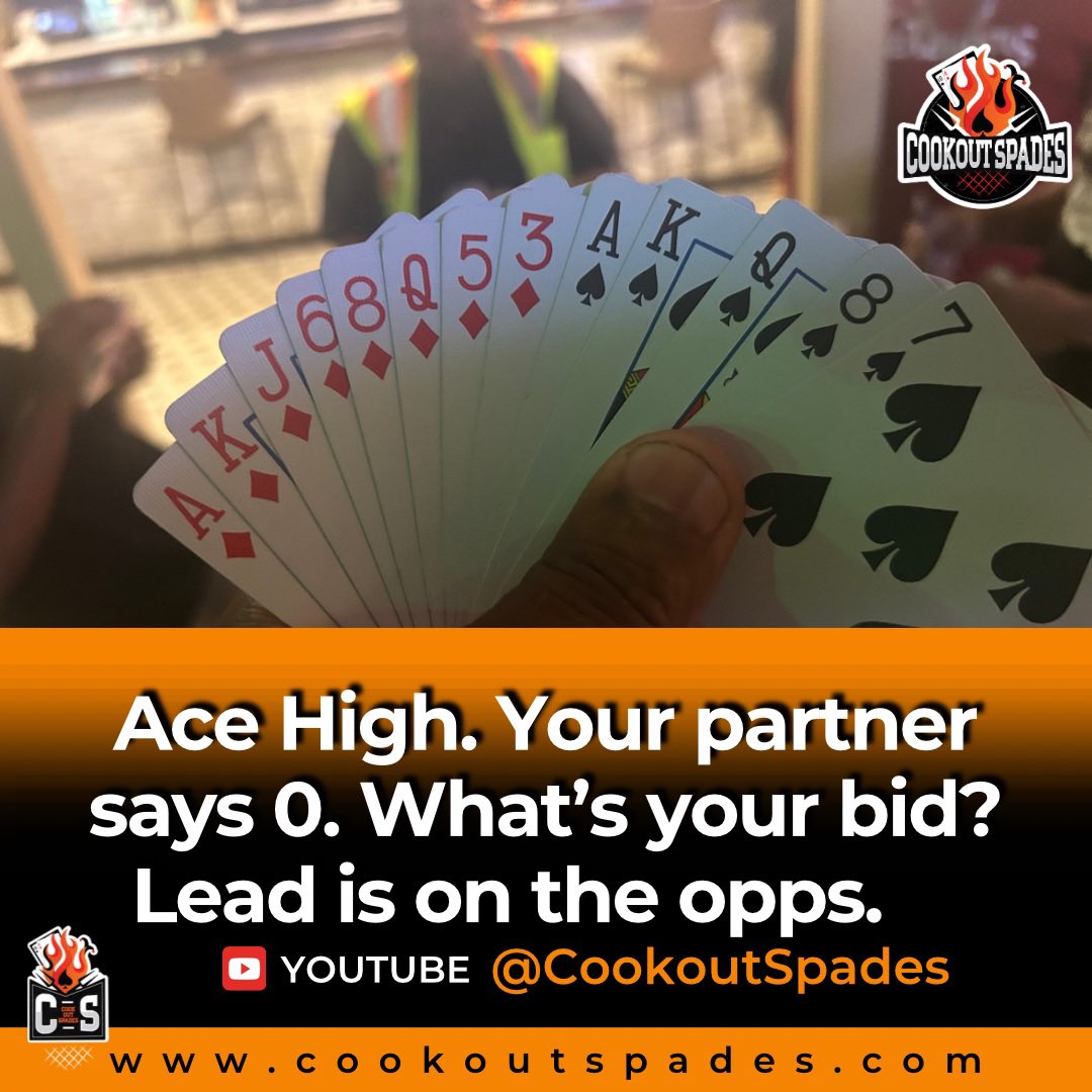 CookoutSpades_'s tweet image. #HandOfTheWeek what’s your bid? Lead is on the person to your left. Spades can lead anytime. 
#spades #cookoutspades