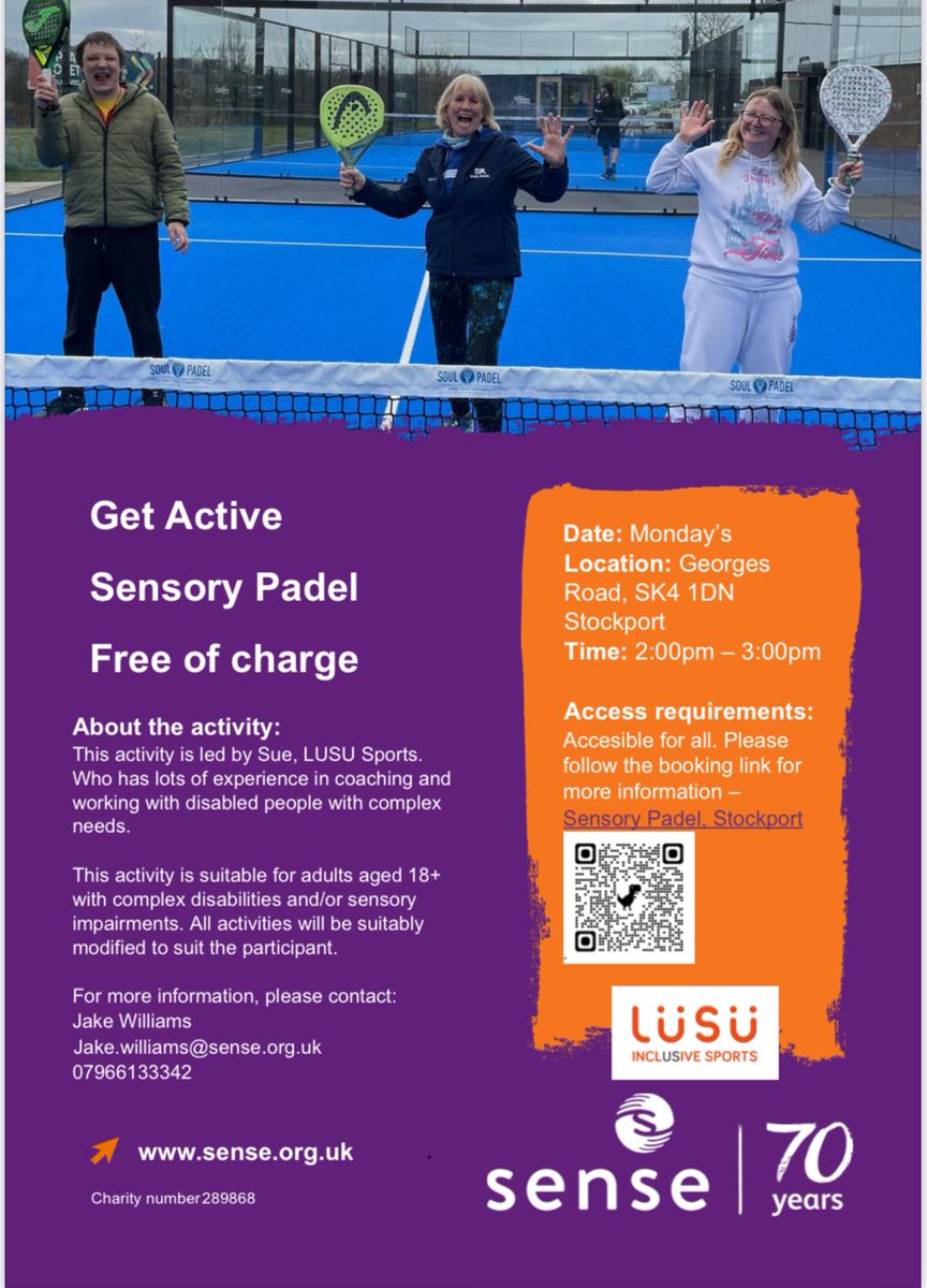 LuSuSports's tweet photo. @sensecharity @seashelltrust @the_LTA @SueMorrison5 @disabilitystockport
#disability
#disabilityinclusion
#StockportCommunity
#sensory #padel
#stockport https://t.co/dkTd7SCAwW
