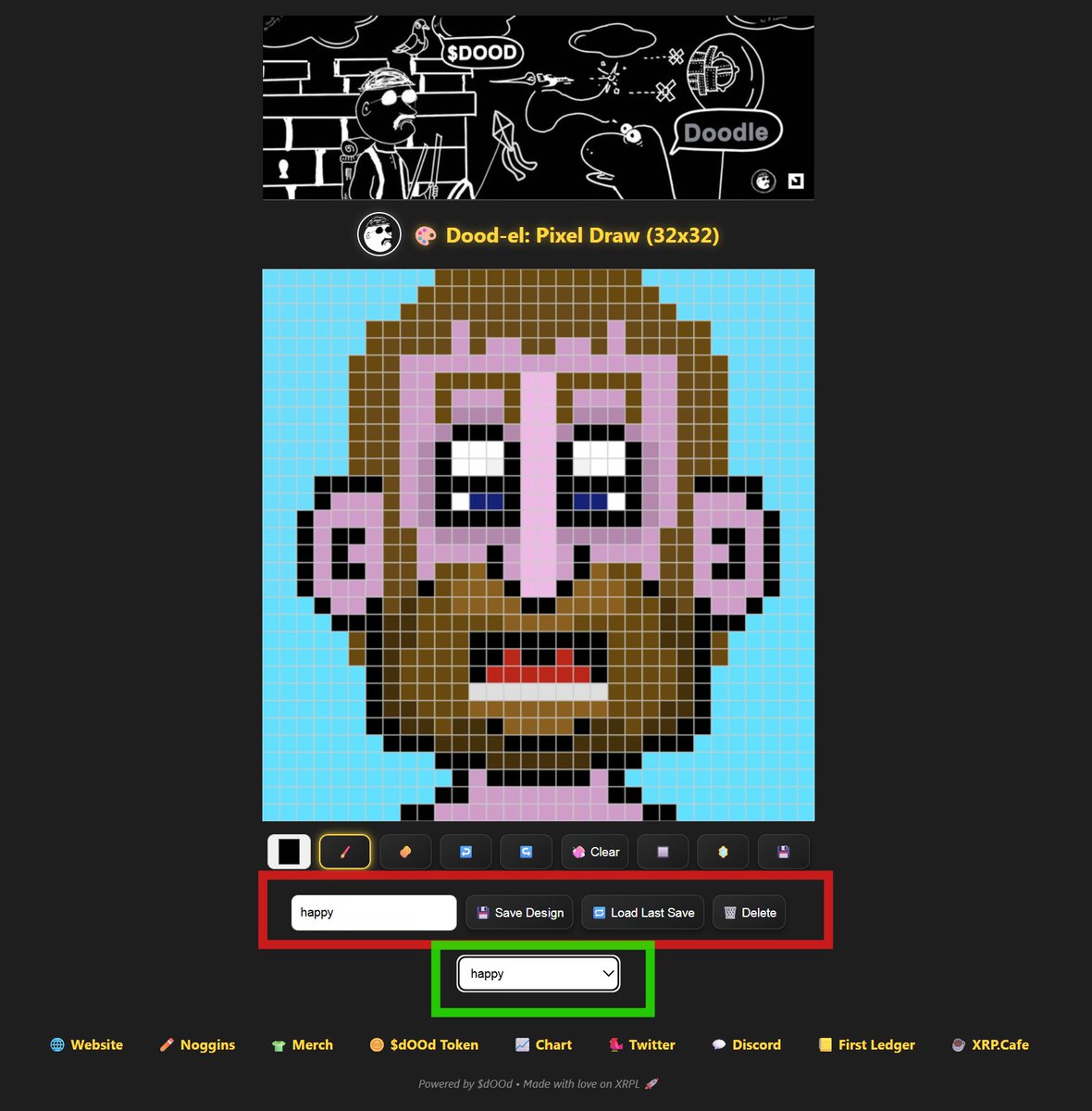 🎨 Pixel pals, assemble! 🧠

The Dood-el Pixel Draw is LIVE and loaded ...... now with browser save so you can sketch, save, and share anytime! I saved 7 Designs. You can Save and also load from last save point.  Test it out gangg!!

✨ Create your own $dOOd characters
🖌️ Save