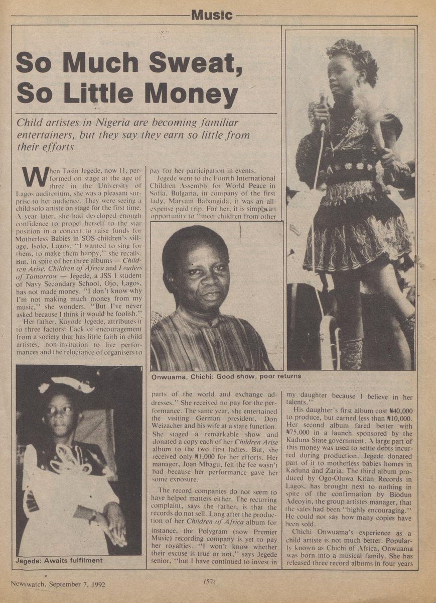 StartArchiving's tweet photo. “Seun Kuti, 9-year-old son of Afro-beat king, Fela Anikulapo-Kuti, is the only young artiste in the country who sees music as a serious business. He plans to make a career in it. His first romance with stage performance was in Lagos, when he was seven.” - Newswatch, 1992 https://t.co/jIC4Tt2jOO