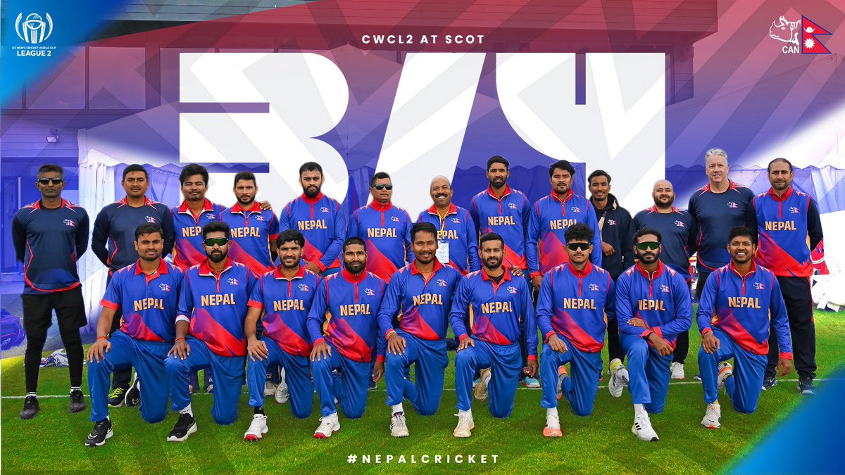 Fantastic end to the series with 3 wins off 4 matches in Scotland. 6 crucial points in the table. Well done, Team Nepal 🇳🇵

Let’s keep building on this 👏👏 #CWCL2

On to the T20I format now. 
📸 <a href="/CricketNep/">CAN</a>