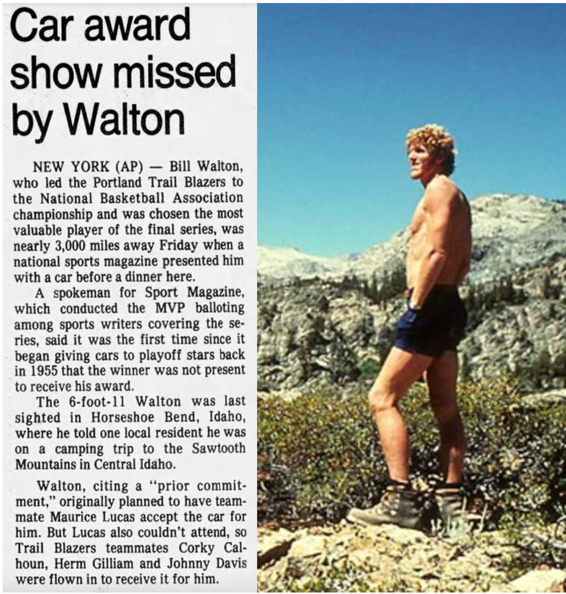 77Blazers's tweet photo. June 10, 1977 - @trailblazers center #BillWalton, who was named the #MVP of the 1977 #NBAFinals, missed the award ceremony as he had a "prior commitment."
#SportMagazine has given a car to the @NBA #Finals MVP since 1955 but Walton is the first to not attend the ceremony.
Walton had asked fellow #Blazers teammate #MauriceLucas to accept the car on his behalf but he was unable to attend as well. Fellow #Portland teammates #CorkyCalhoun, #JohnnyDavis, and #HermGilliam flew to New York to represent him.
#RipCity #ThisDateinBlazersHistory #OTD