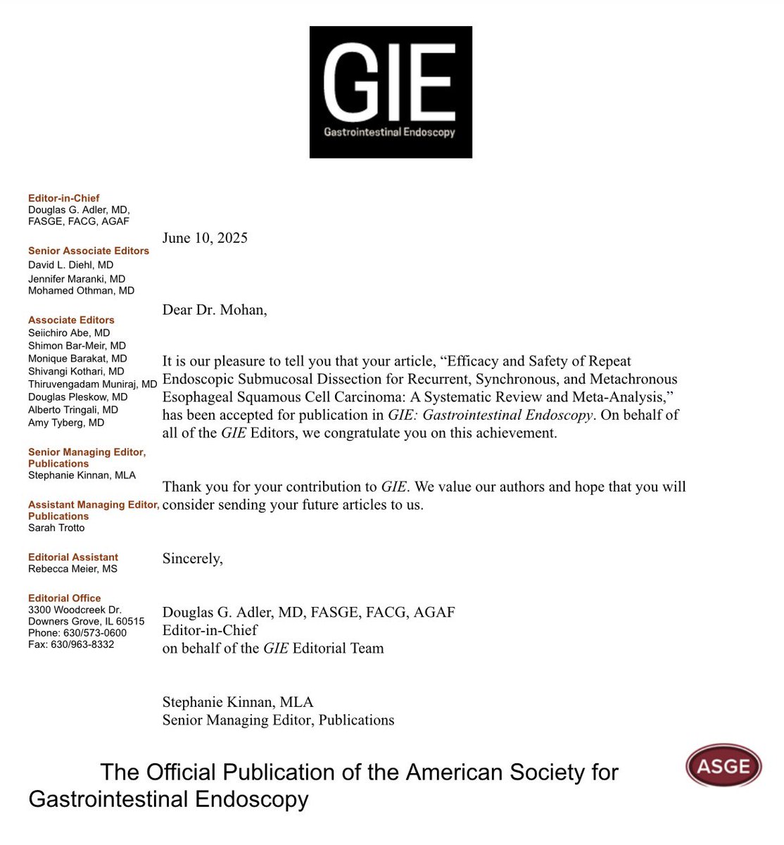 Harsimran Kalsi (@drhskalsi) on Twitter photo Thrilled to announce our paper's acceptance in GIE Journal! 🎉
Grateful for the amazing team & mentor <a href="/BabuPMohan2/">Babu P. Mohan</a>
Stay tuned for the full publication! #GIE #GITwitter Thrilled to announce our paper's acceptance in GIE Journal! 🎉
Grateful for the amazing team & mentor <a href="/BabuPMohan2/">Babu P. Mohan</a>
Stay tuned for the full publication! #GIE #GITwitter