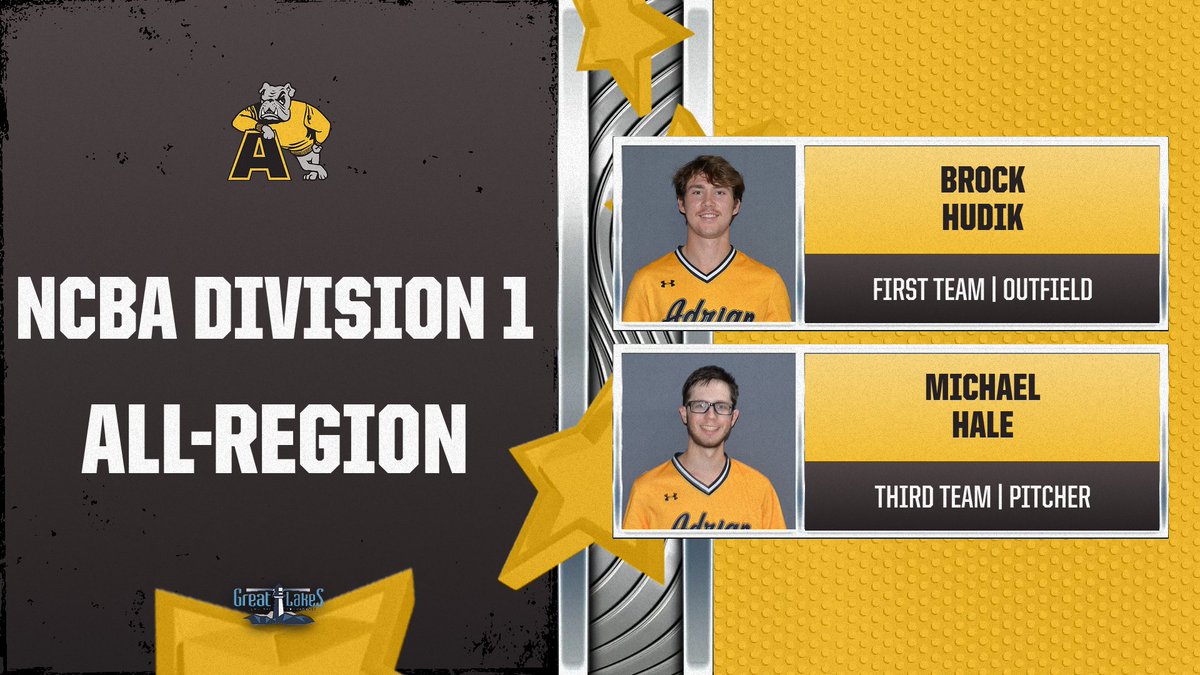 Adrian College Athletics (@adrianbulldogs) on Twitter photo Brock Hudik and Michael Hale of the <a href="/AC_ClubBaseball/">Adrian College NCBA Baseball</a> were selected to the NCBA D1 All-Region Team
📰tinyurl.com/43us66yt
#NCBA #GDTBAB Brock Hudik and Michael Hale of the <a href="/AC_ClubBaseball/">Adrian College NCBA Baseball</a> were selected to the NCBA D1 All-Region Team
📰tinyurl.com/43us66yt
#NCBA #GDTBAB