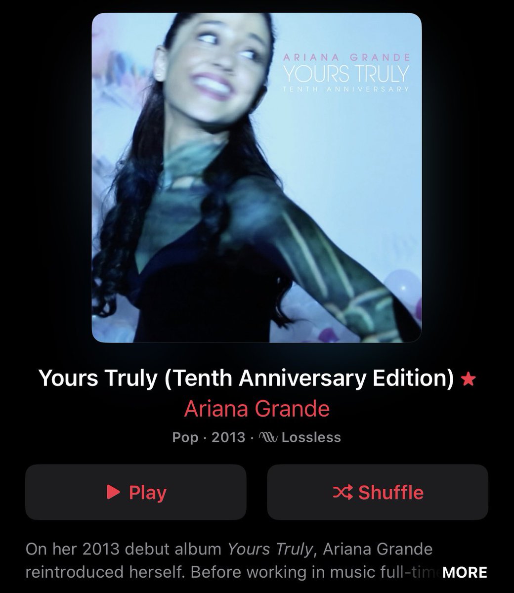 A thread of all the problems on Ariana’s Apple Music profile 🧵

1. The Tenth Anniversary Edition of Yours Truly doesn’t have an animated cover.